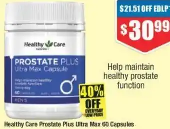 Chemist Warehouse Healthy Care Prostate Plus Ultra Max 60 Capsules offer