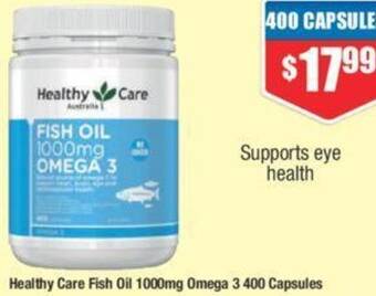 Chemist Warehouse Healthy Care Fish Oil 1000mg Omega 3 400 Capsules offer