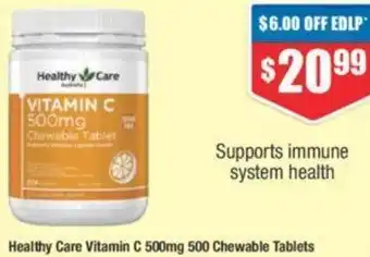 Chemist Warehouse Healthy Care Vitamin C 500mg 500 Chewable Tablets offer
