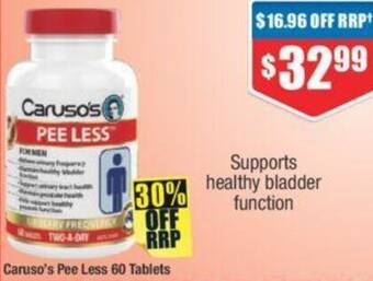 Chemist Warehouse Caruso's Pee Less 60 Tablets offer