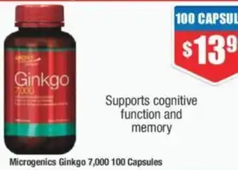 Chemist Warehouse Microgenics Ginkgo 7,000 100 Capsules offer
