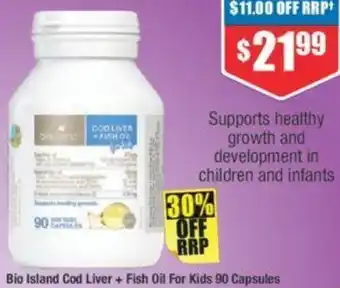 Bio Island Cod Liver + Fish Oil For Kids 90 Capsules