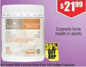 Chemist Warehouse Bio Island Milk Calcium Bone Care 150 Softgel Capsules offer
