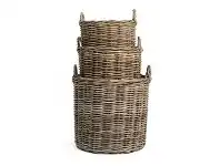LivingStyles Helmsley 3 Piece Cane Round Storage Basket Set offer