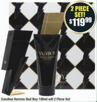 Chemist Warehouse Carolina Herrera Bad Boy 100ml edt 2 Piece Set offer