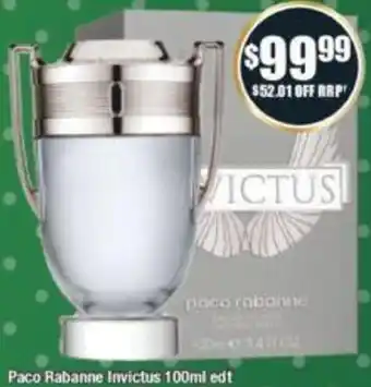 Chemist Warehouse Paco Rabanne Invictus 100ml edt offer