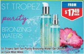 Chemist Warehouse St Tropez Self Tan Purity Bronzing Water Gel 200ml or Face Mist 80ml offer