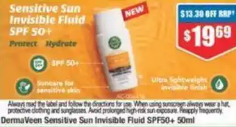 DermaVeen Sensitive Sun Invisible Fluid SPF50+ 50ml