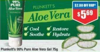 Chemist Warehouse Plunkett's 99% Pure Aloe Vera Gel 75g offer