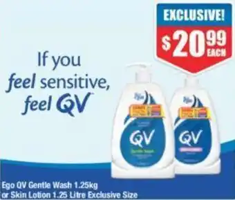 Ego QV Gentle Wash 1.25kg or Skin Lotion 1.25 Litre