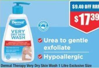 Chemist Warehouse Dermal Therapy Very Dry Skin Wash 1 Litre offer