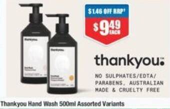 Chemist Warehouse Thankyou Hand Wash 500ml offer