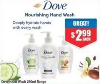 Chemist Warehouse Dove Hand Wash 250ml Range offer