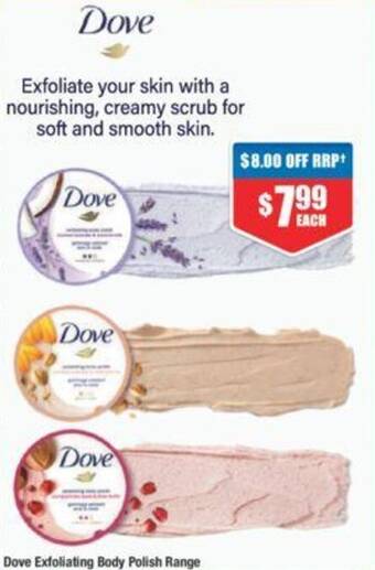 Chemist Warehouse Dove Exfoliating Body Polish Range offer