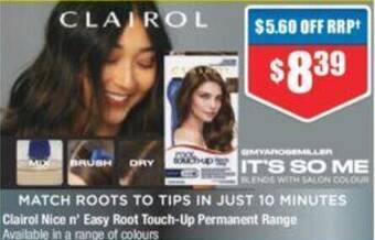 Chemist Warehouse Clairol Nice n' Easy Root Touch-Up Permanent Range offer