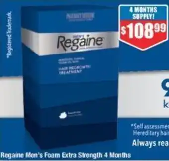 Chemist Warehouse Regaine Men's Foam Extra Strength 4 Months offer