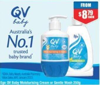 Chemist Warehouse Ego QV Baby Moisturising Cream or Gentle Wash 250g offer