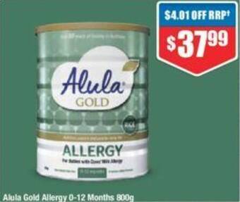 Chemist Warehouse Alula Gold Allergy 0-12 Months 800g offer
