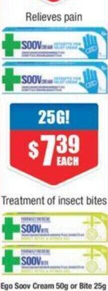 Chemist Warehouse Ego Soov Cream 50g or Bite 25g offer