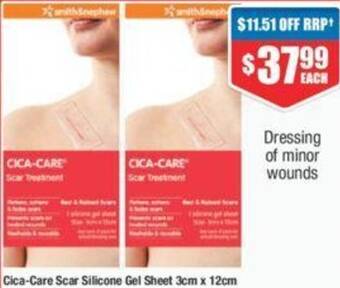 Chemist Warehouse Cica-Care Scar Silicone Gel Sheet 3cm x 12cm offer