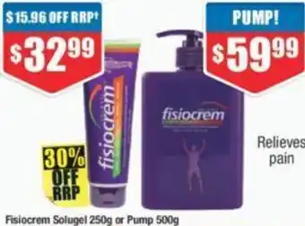 Chemist Warehouse Fisiocrem Solugel 250g or Pump 500g offer