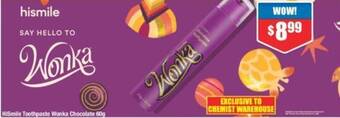 Chemist Warehouse HiSmile Toothpaste Wonka Chocolate 60g offer