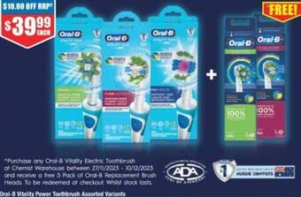 Chemist Warehouse Oral-B Vitality Power Toothbrush Assorted Variants offer