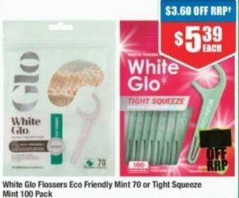 Chemist Warehouse White Glo Flossers Eco Friendly Mint 70 or Tight Squeeze Mint 100 Pack offer