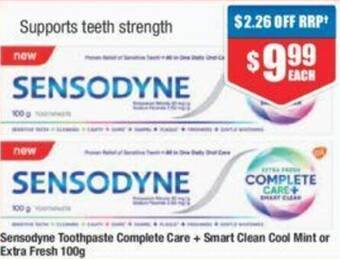 Chemist Warehouse Sensodyne Toothpaste Complete Care + Smart Clean Cool Mint or Extra Fresh 100g offer