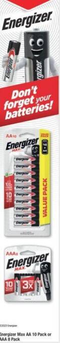 Chemist Warehouse Inerge Energizer Max AA 10 Pack or AAA 8 Pack offer