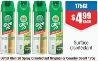 Chemist Warehouse Dettol Glen 20 Spray Disinfectant Original or Country Scent 175g offer