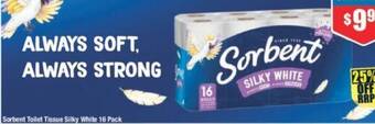 Chemist Warehouse Sorbent Toilet Tissue Silky White 16 Pack offer