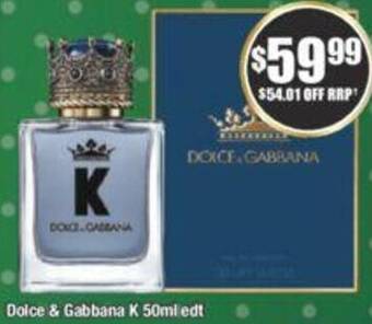 Chemist Warehouse Dolce & Gabbana K 50ml edt offer