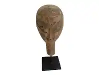LivingStyles Gundul Carved Wooden Mask Decor on Stand, Small offer