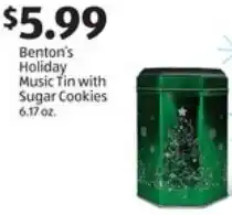 ALDI Benton's Holiday Music Tin with Sugar Cookies offer