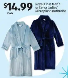 ALDI Royal Class Men's or Serra Ladies' Microplush Bathrobe offer
