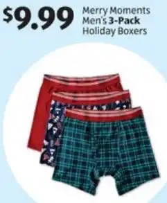 ALDI Merry Moments Men's 3-Pack Holiday Boxers offer