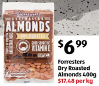 ALDI Forresters Dry Roasted Almonds 400g offer