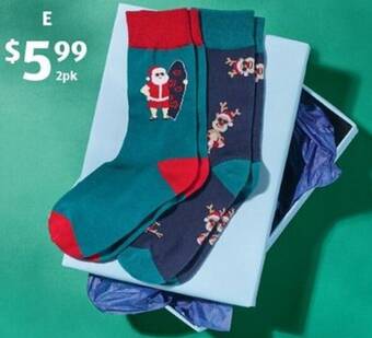 ALDI Christmas Socks 2pk offer