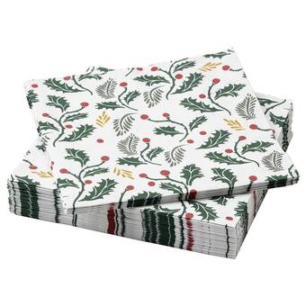 IKEA Vinterfint paper napkin, leaf pattern off-white, 33x33 cm offer