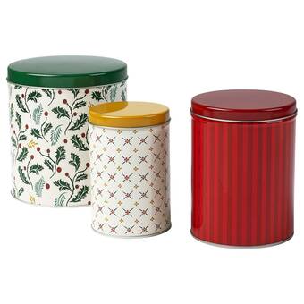IKEA Vinterfint tin with lid, set of 3, mixed sizes/mixed colours offer