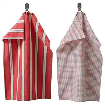 IKEA Vinterfint tea towel, mixed patterns red/white, 50x70 cm offer