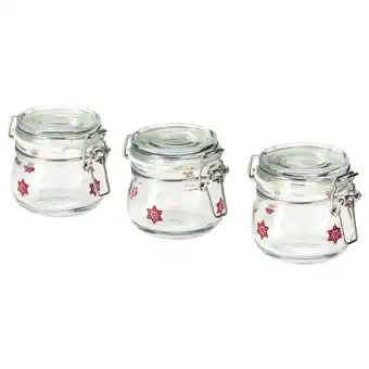 IKEA Vinterfint jar with lid, floral pattern clear glass/red, 13 cl offer
