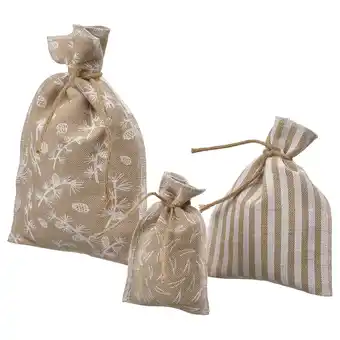 Vinterfint gift bag, set of 3, mixed patterns/jute natural