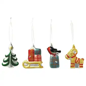 Vinterfint hanging decoration, set of 4, glass christmas motifs
