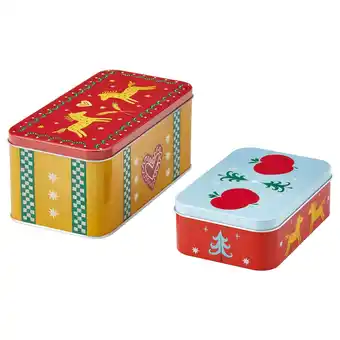 Vinterfint tin with lid set of 2, mixed sizes/mixed colours