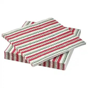 Vinterfint paper napkin, stripe pattern red/green, 33x33 cm