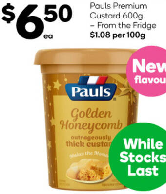 Woolworths Pauls Premium Custard 600g offer