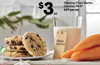 Woolworths Dreamy Choc Santa Cookies Pk 5 offer