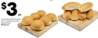 Woolworths Jumbo Bread Roll Varieties Pk 6 offer